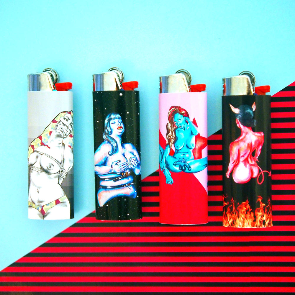 
                
                    Load image into Gallery viewer, Darkness &amp;amp; Light -Set of 4 Art Lighters
                
            